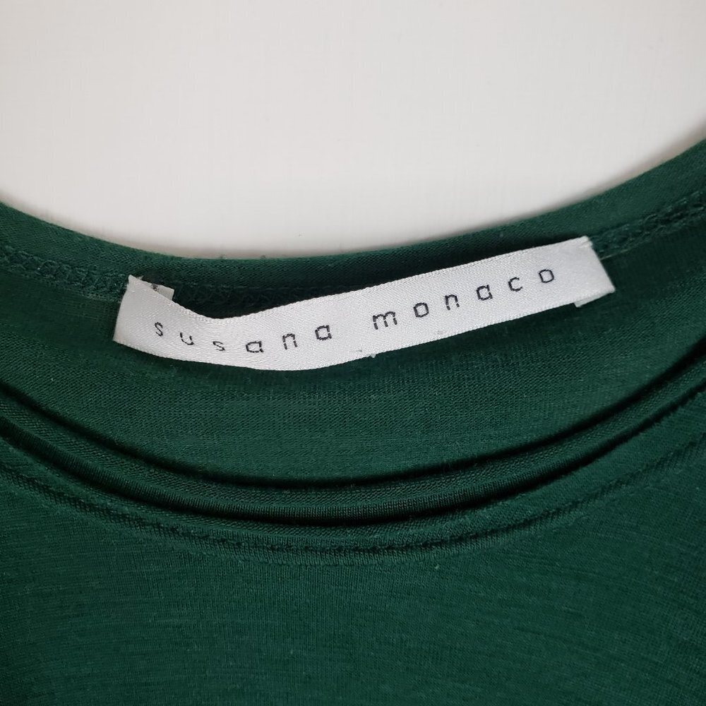 Susana Monaco Top Ruched Long Sleeve Green Wool Blend Size Medium - Picture 7 of 11